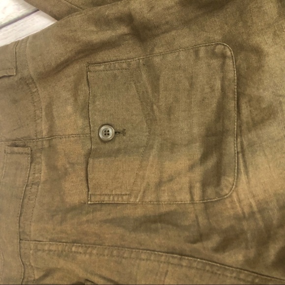 Eddie Bauer Olive green 100% Linen cropped pants Womens SZ 2 - Picture 4 of 7
